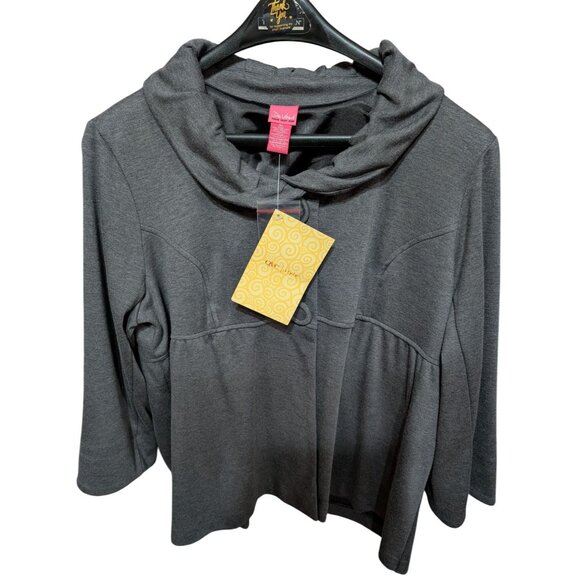 Peplum Jacket By Du Jour QVC Size XL Gray w/ Buttons & Gathered Neckline NWT - Picture 2 of 12